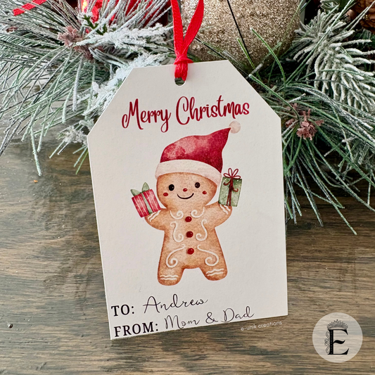 Gingerbread Christmas Tags Personalized Printed Gift Tags for Holiday Favors