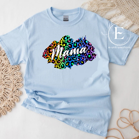 Rainbow Leopard Mama T-shirt
