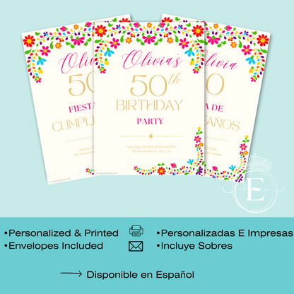 Mexican Floral Birthday Invitation
