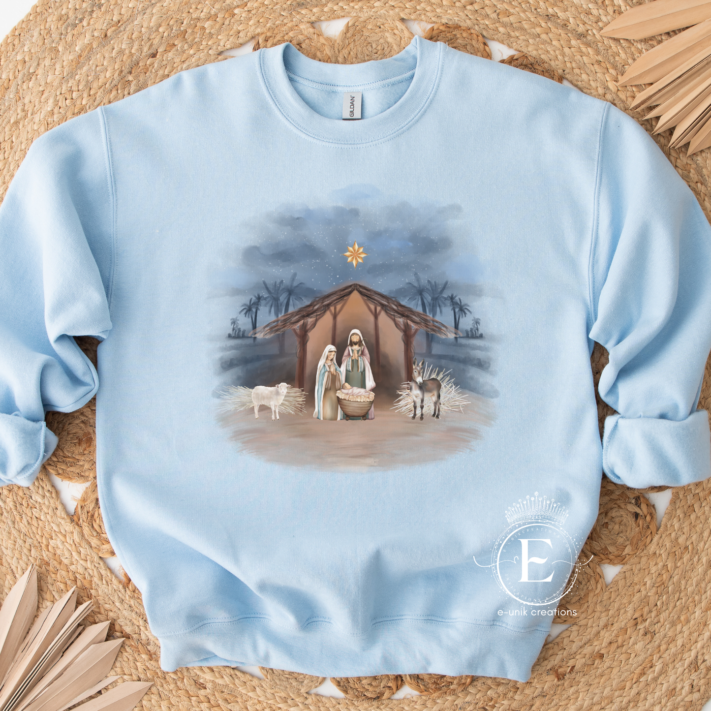 Nativity Christmas Scene Crewneck Pullover Sweatshirt