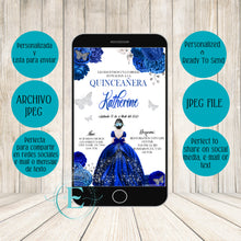 Load image into Gallery viewer, Royal Blue Roses Quinces/Sweet16 E-Invite

