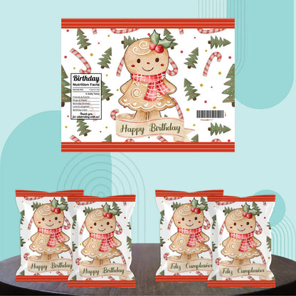 Gingerbread Girl Chip Bag Cover PDF Instant Download File | Winter Holidays Celebration