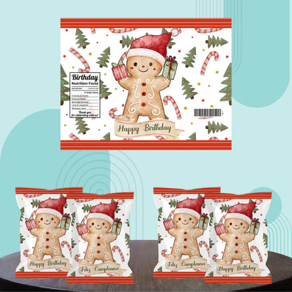 Gingerbread Man Chip Bag Cover PDF Instant Download File | Winter Holidays Celebration
