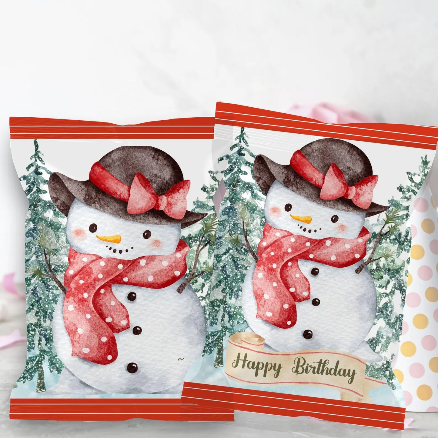 Snowman Chip Bag Cover PDF Instant Download File | Winter Holidays Celebration.