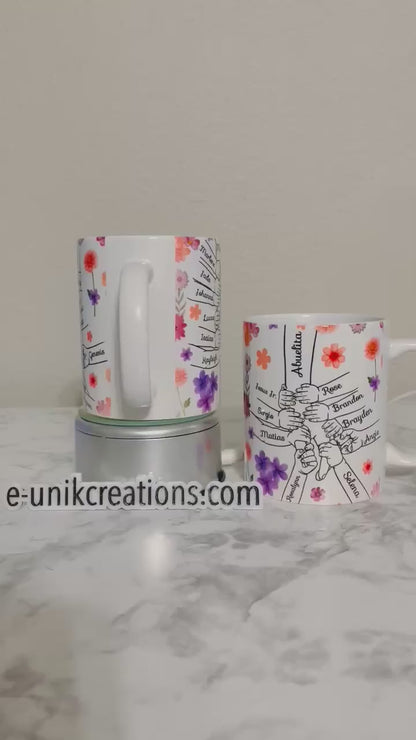 Mom and Kid's Name Floral Mug - Up to 15 Kids