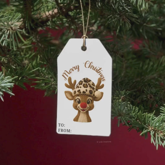 Crochet Christmas Gift Tag Leopard Print