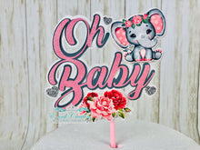 Load image into Gallery viewer, Pink Floral Elephant Cake Topper
