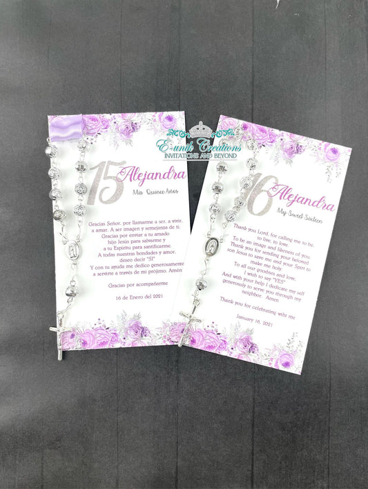 Lavender Lilac Purple Quinceanera-Sweet 16  Rosary Favors