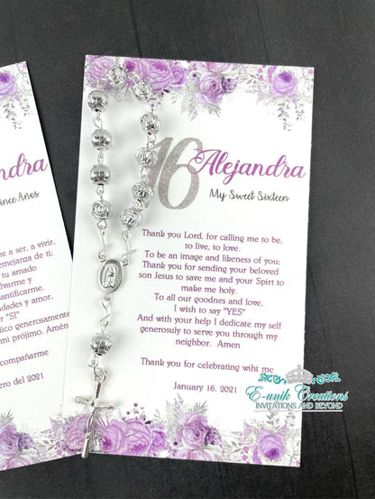 Lavender Lilac Purple Quinceanera-Sweet 16  Rosary Favors