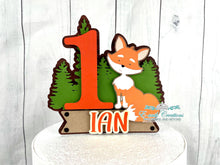Load image into Gallery viewer, Woodland Cake Topper, Fox Cake Topper, Forest Birthday, Wild One Party
