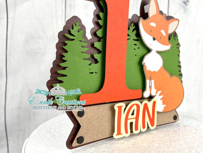 Woodland Cake Topper, Fox Cake Topper, Forest Birthday, Wild One Party