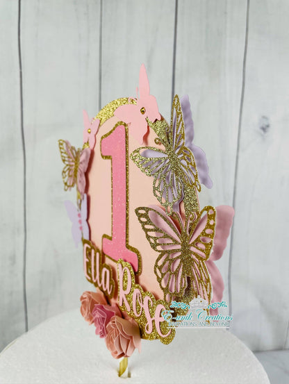 Pink 3D Butterfly Cake Topper