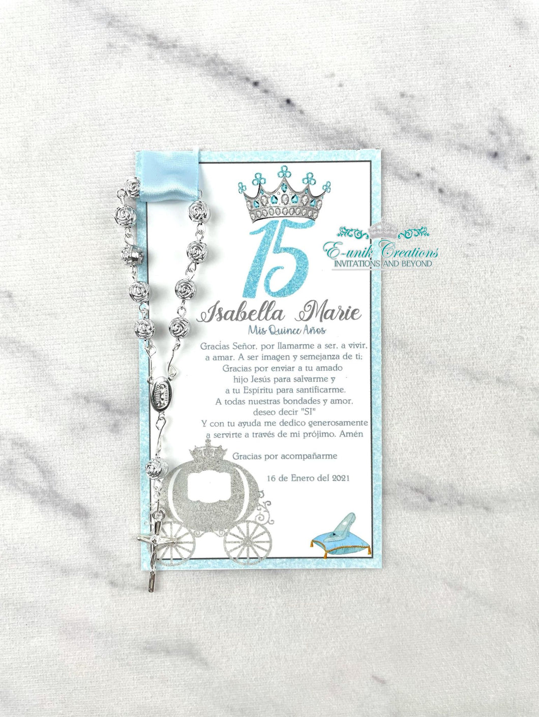 Cinderella Quinceanera Favors, Sweet16 Rosary Favors