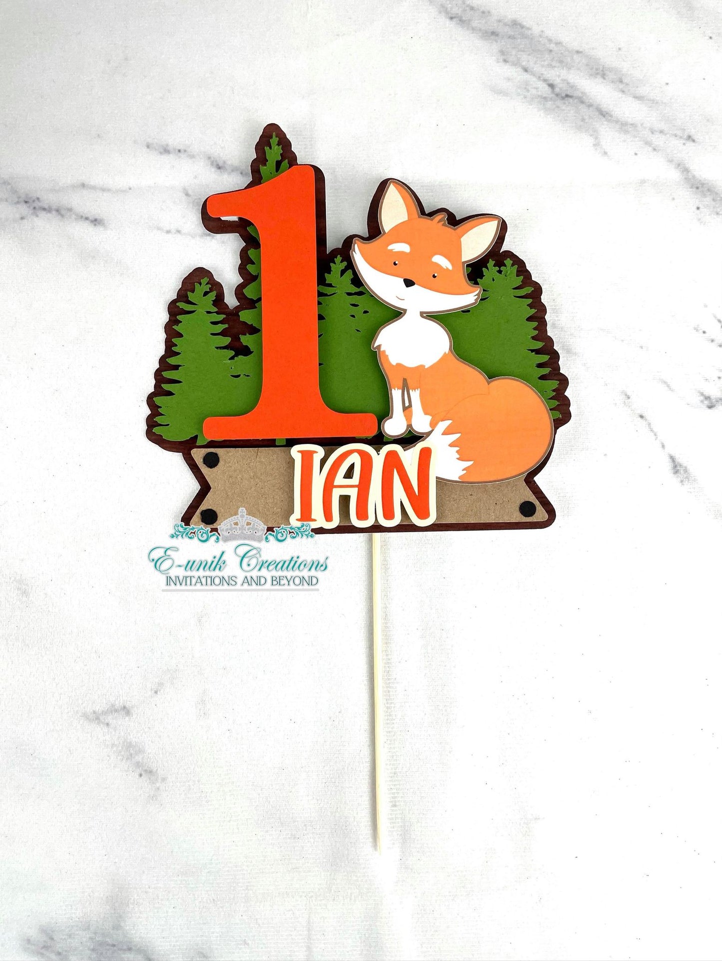 Woodland Cake Topper, Fox Cake Topper, Forest Birthday, Wild One Party