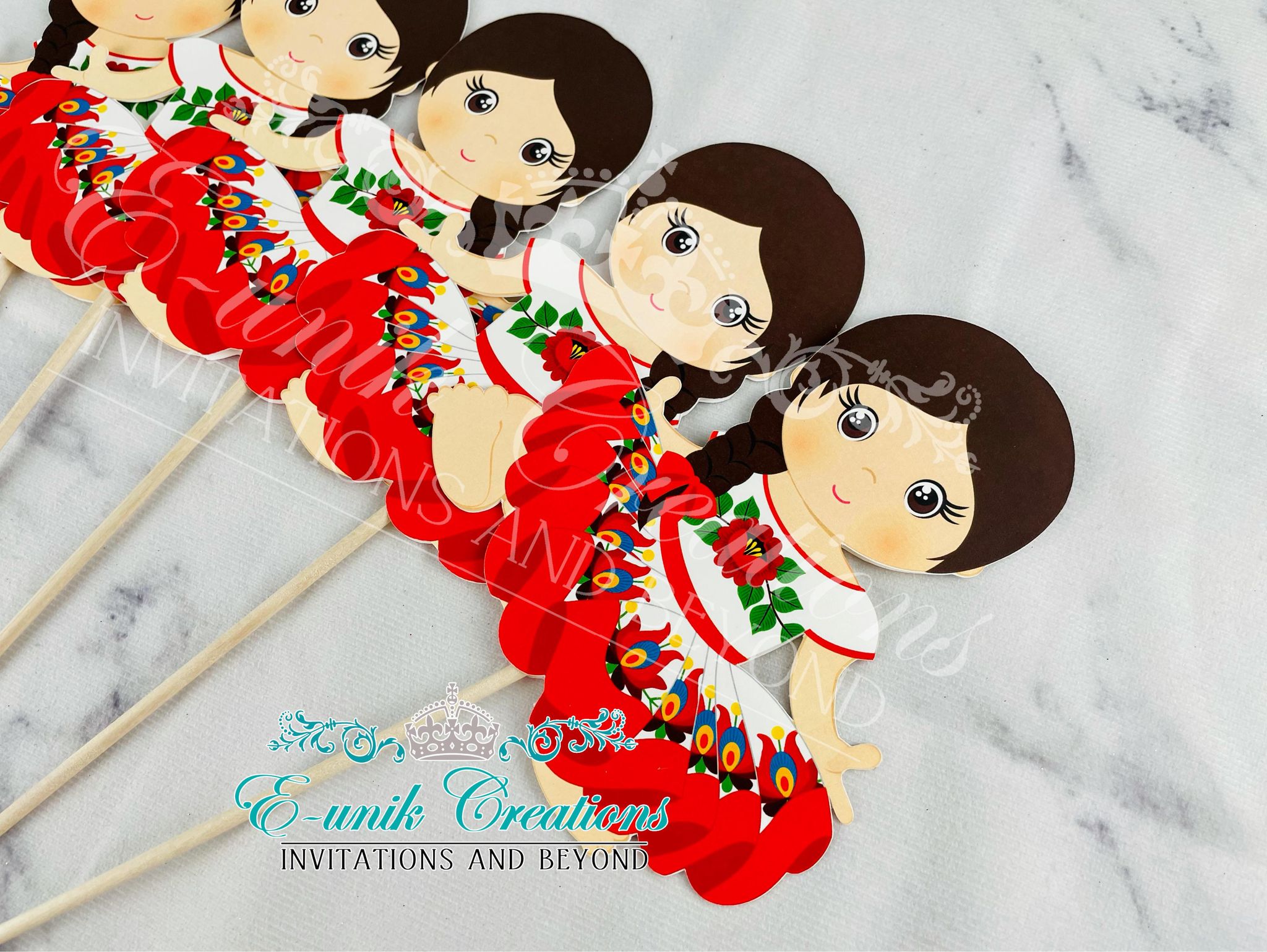 Charrita Centerpieces Sticks - Red Floral Dress – E-unik Creations