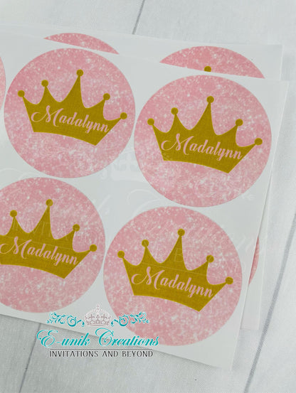 Princess Stickers, Princess Labels, Princess Party Favor