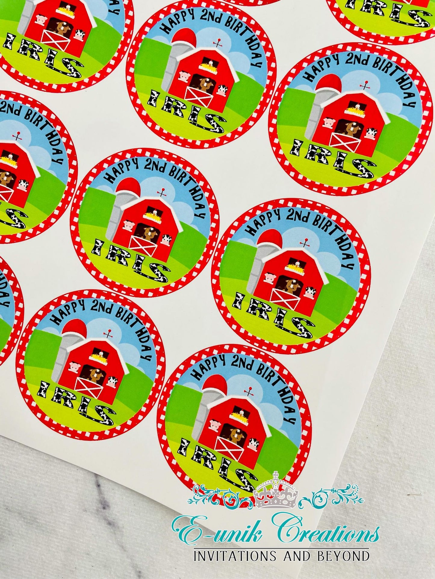 Farm Party Stickers, Farm Birthday Party, Barnyard Party