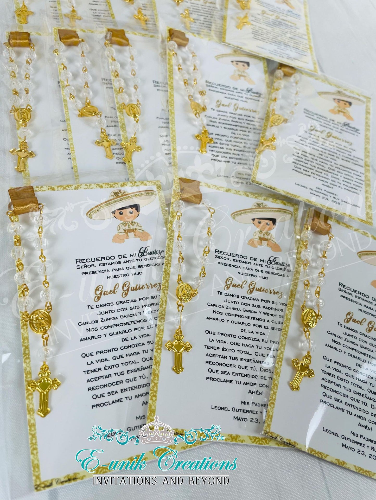 Charrito Baptism Favors, Charrito Rosary Card