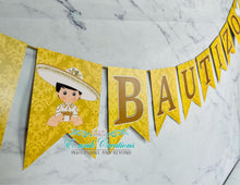 Load image into Gallery viewer, Charro Banner, Mi Bautizo Banner, Charro Name Banner- Gold Charro
