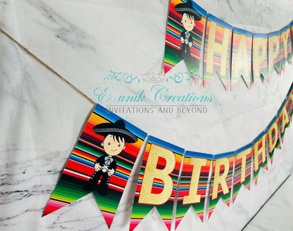 Charro Birthday Banner, Black Charro