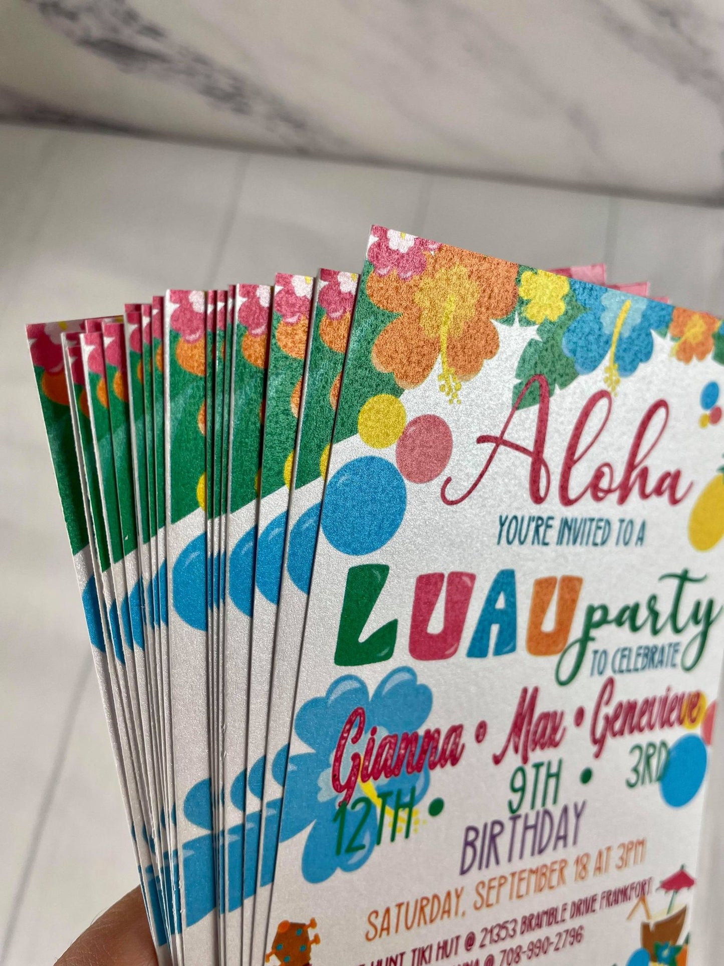 Invitaciones impresas de Luau - Decoración de fiesta hawaiana
