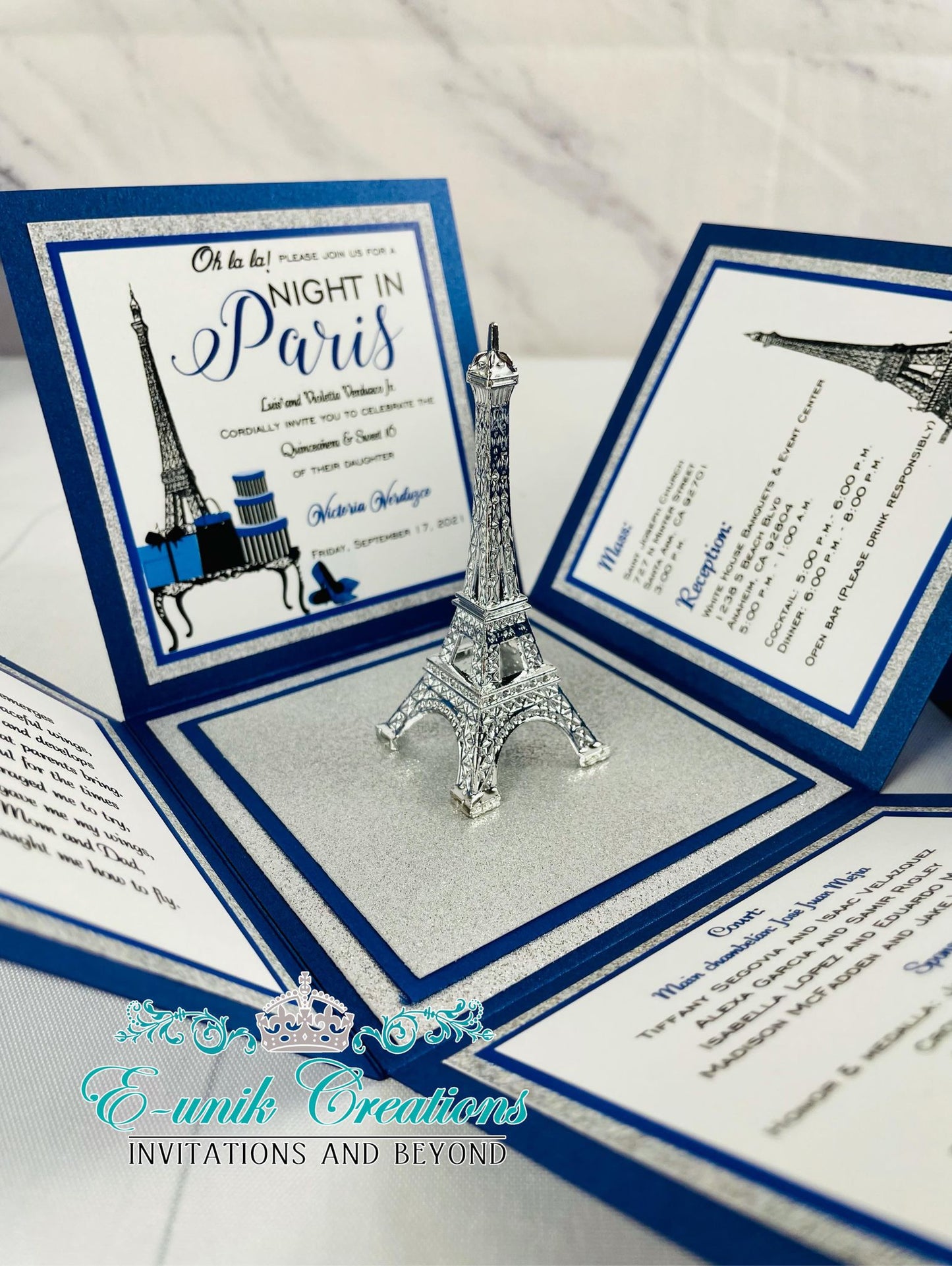 Invitaciones Royal Blue Parisian Pink Box