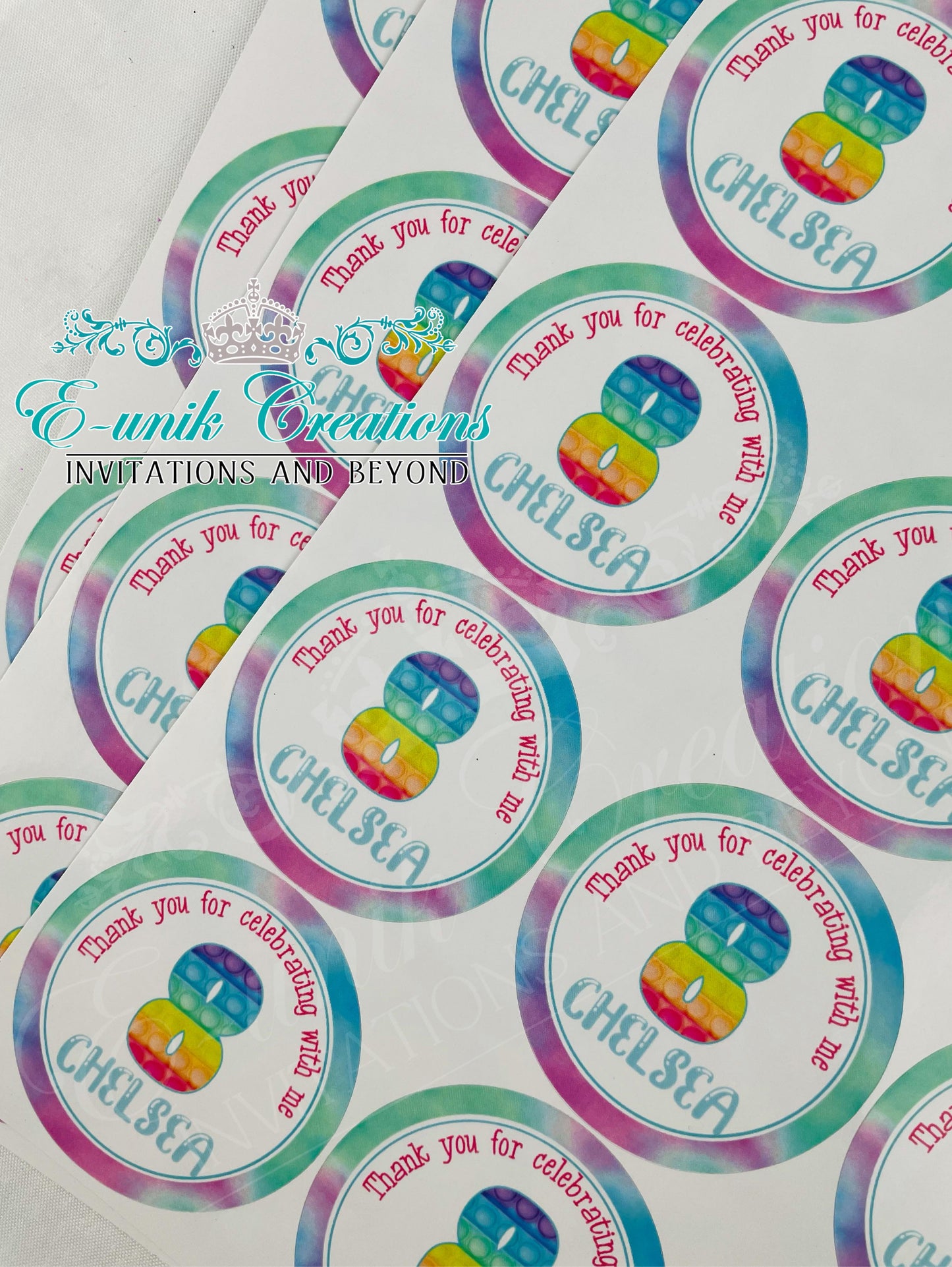 Pop It Party Stickers - Personalized