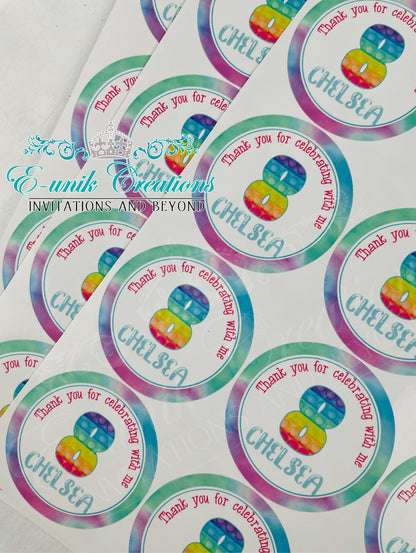 Pop It Party Stickers - Personalized