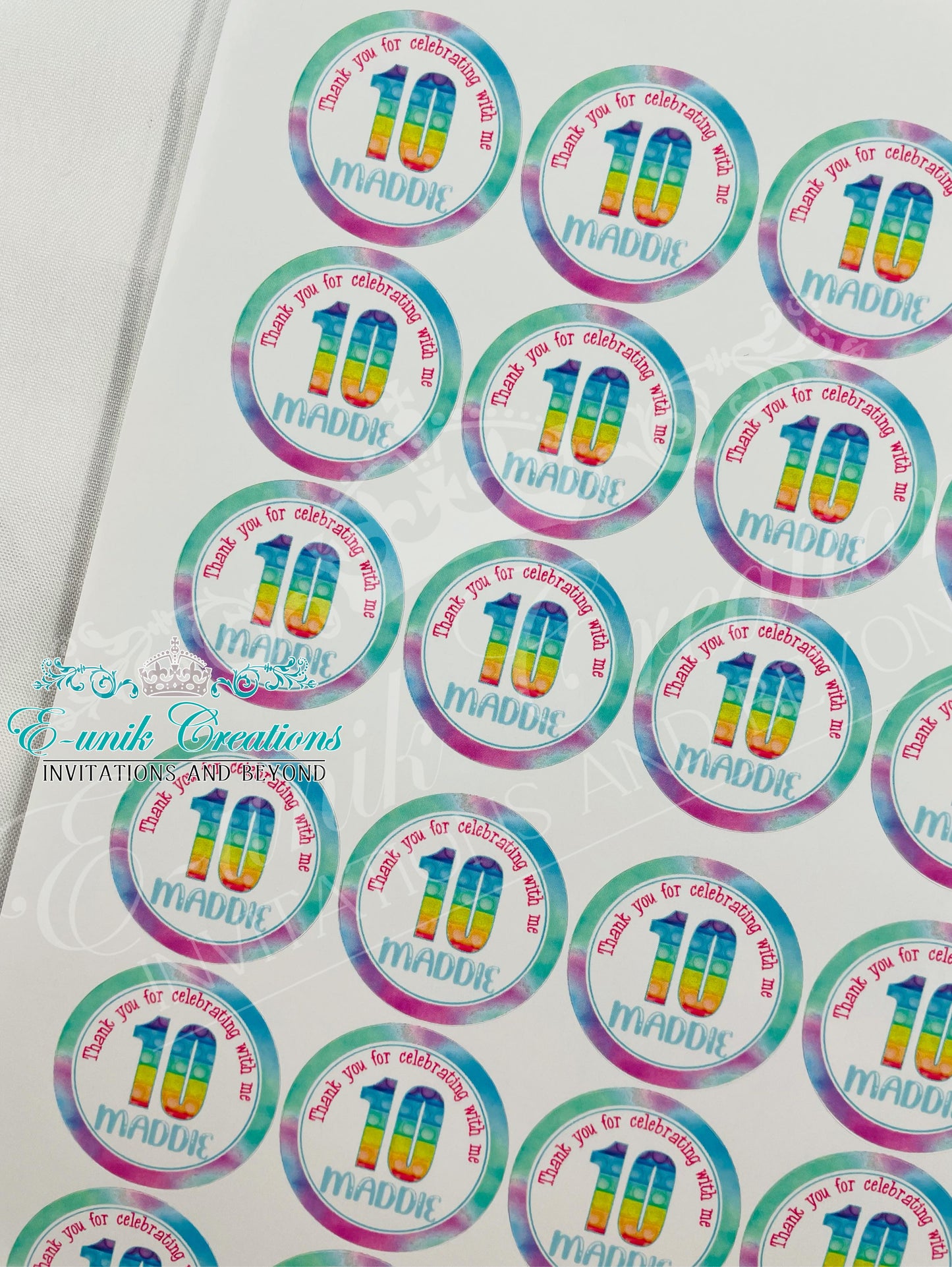 Pop It Party Stickers - Personalized