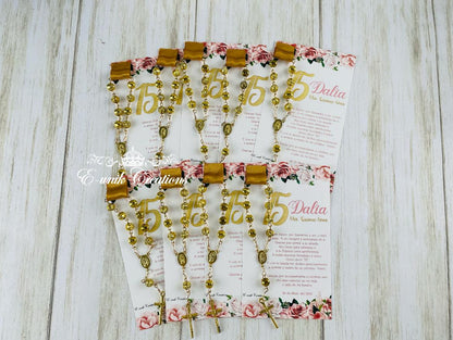 Floral Rose Gold Rosary Favors