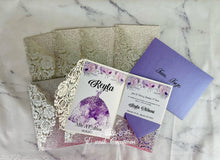 Load image into Gallery viewer, Lavender and Silver Pocket Invitation

