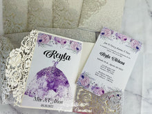 Load image into Gallery viewer, Lavender and Silver Pocket Invitation
