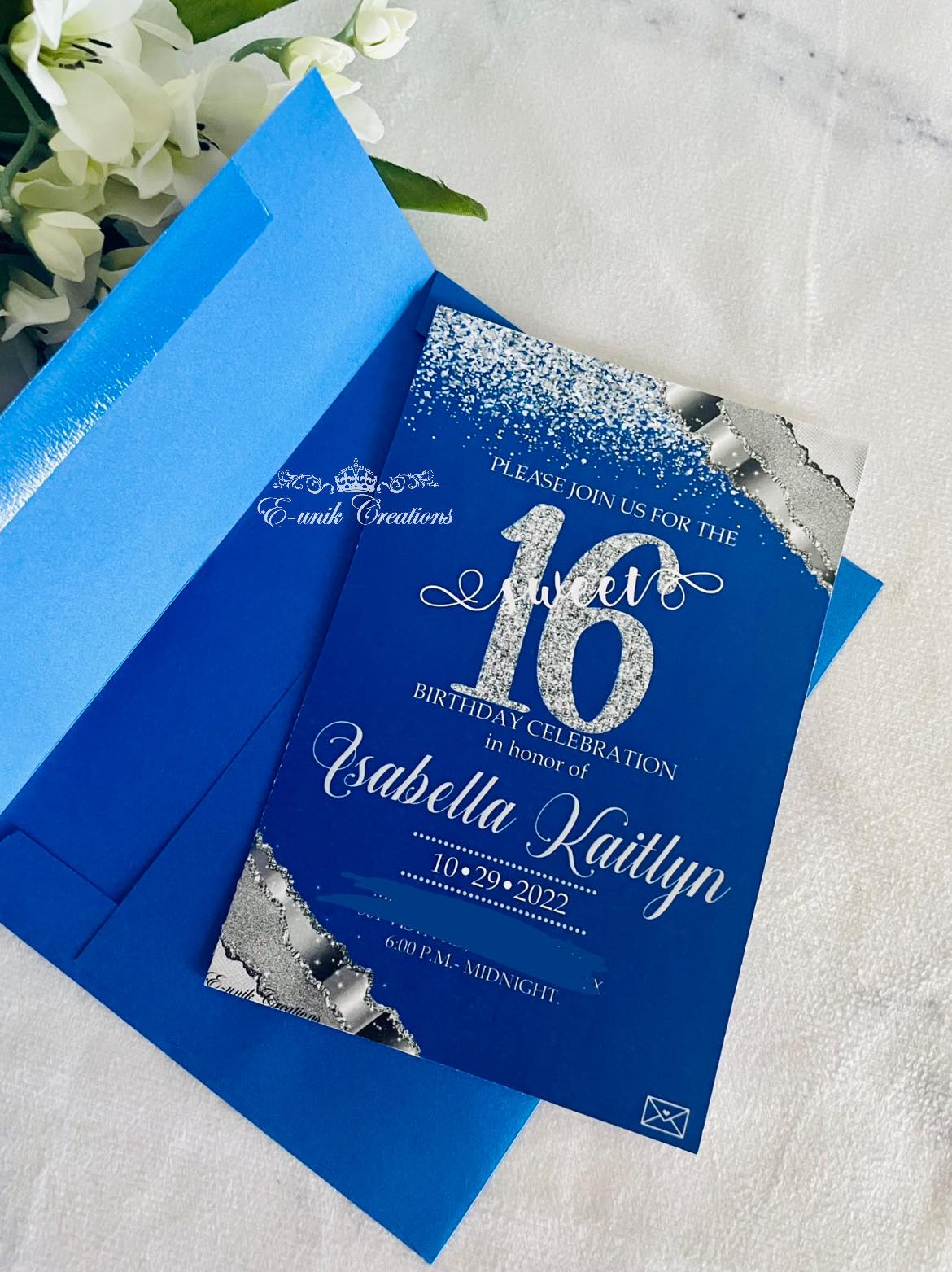 Royal Blue and Silver Quinceanera or Sweet 16. 12pcs