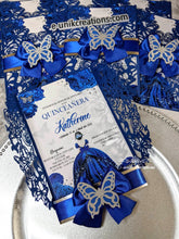 Load image into Gallery viewer, Blue Butterfly &amp; Roses Invitation
