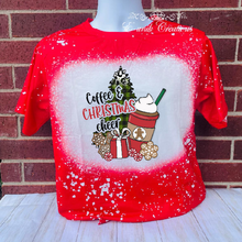 Load image into Gallery viewer, Coffee and Christmas Cheer Bleached Tee
