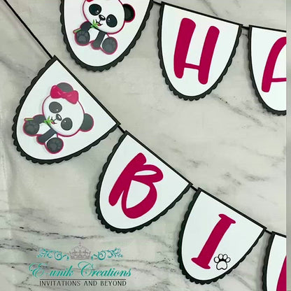 Banner de cumpleaños de niña panda