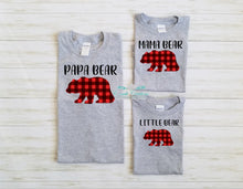 Load image into Gallery viewer, Buffalo Plaid Bear Family T-shirts
