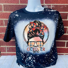 Load image into Gallery viewer, October Girl Messy Bun Bleached Tee
