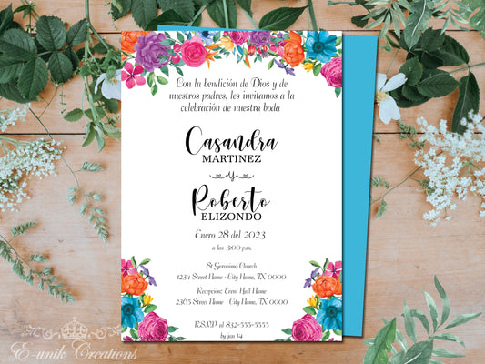 Invitación Floral Mexicana