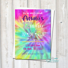 Load image into Gallery viewer, Tie Dye Party Printed Invites
