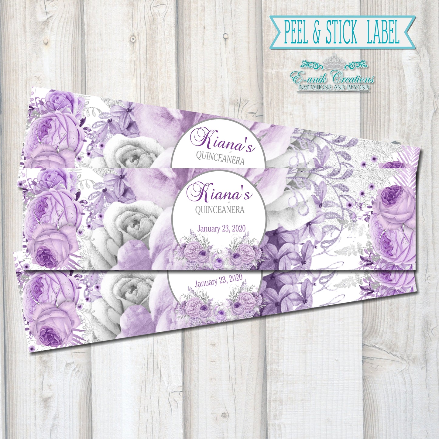 Lavender Silver Floral Labels