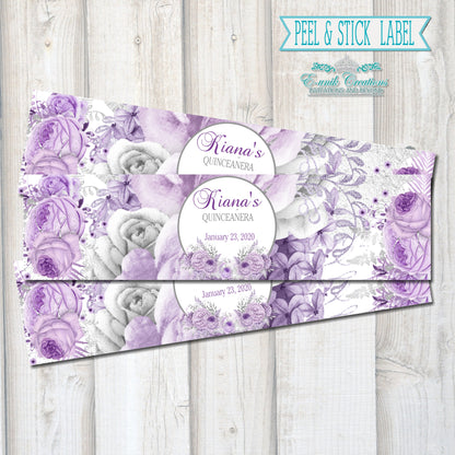 Lavender Silver Floral Labels