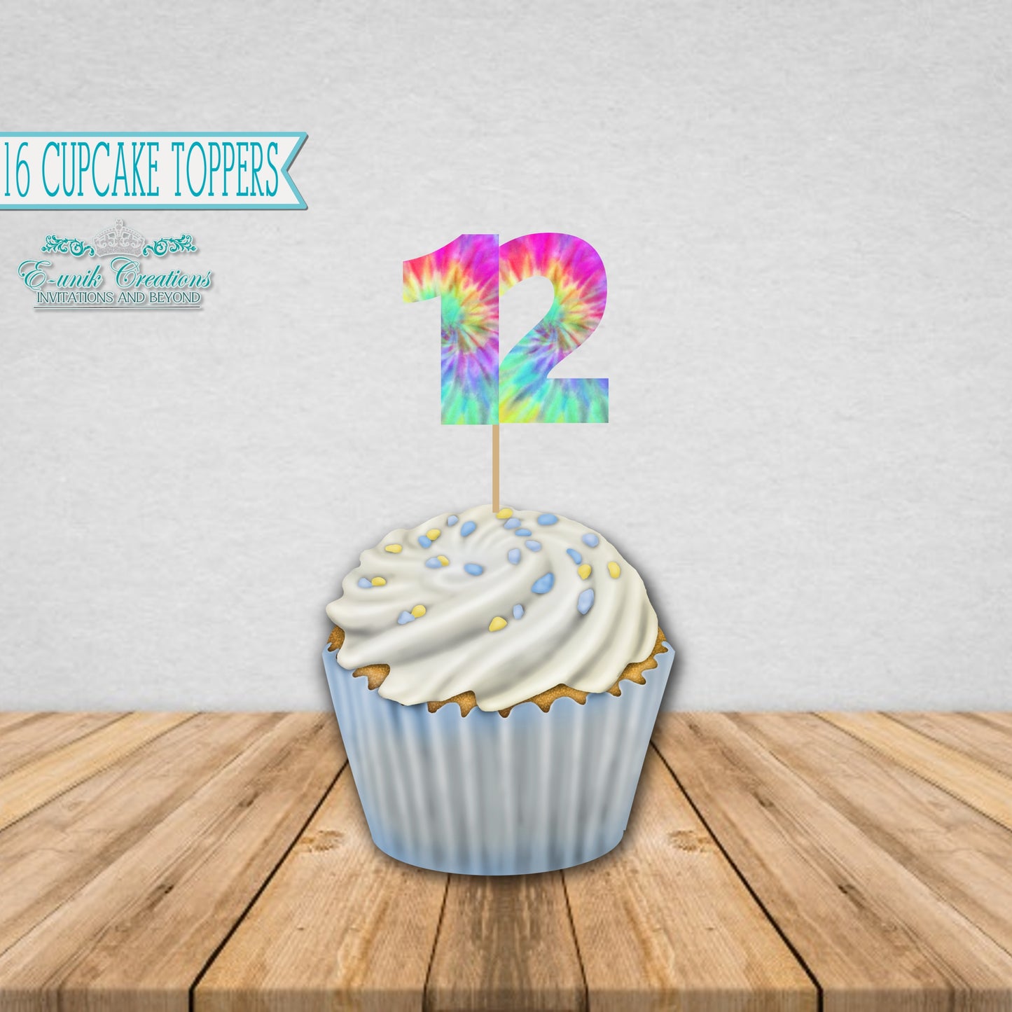 Tie Dye Age Cupcake Topper