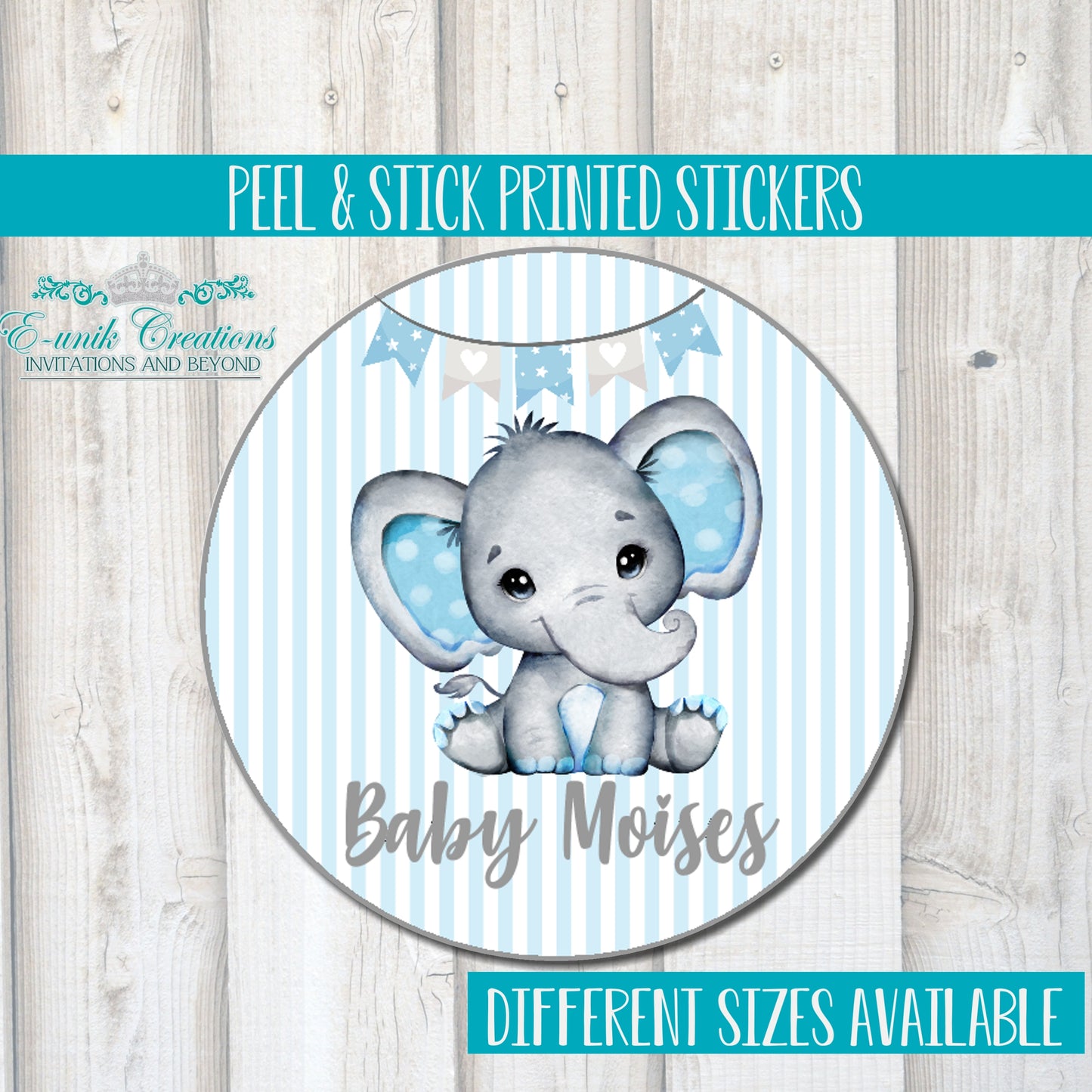 Boy Blue Elephant Stickers