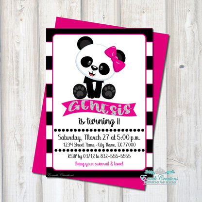 Panda Girl Printed Invitations