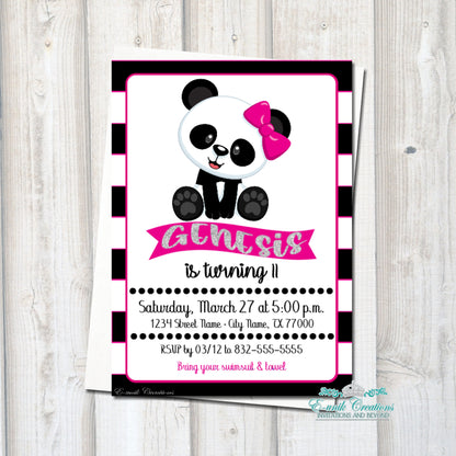 Panda Girl Printed Invitations