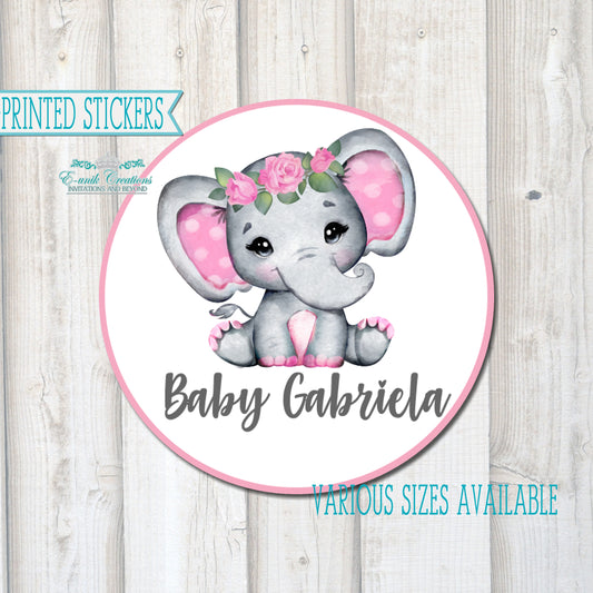 Girl Pink Elephant Stickers