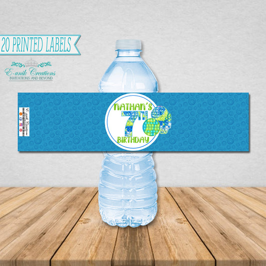 Etiquetas para botellas de agua Pop It - Verde Azul