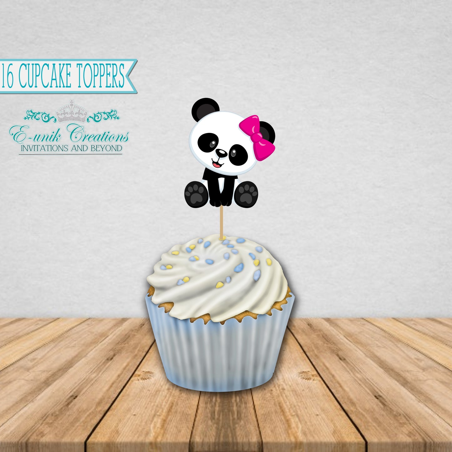 Panda Girl Cake Topper & Cupcake Toppers