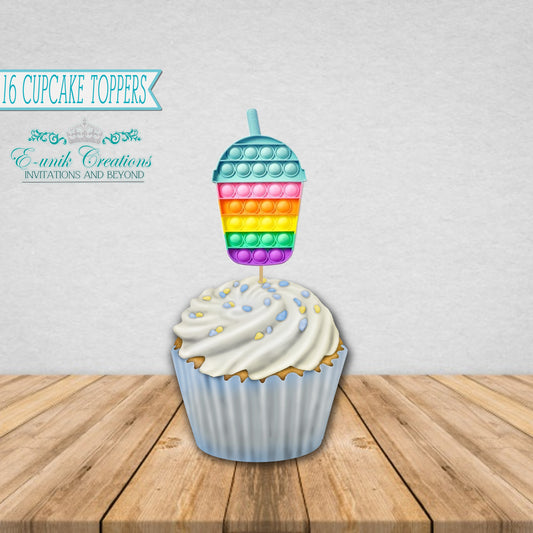 Pop It Cupcake Toppers - Decoración de cumpleaños Pop It